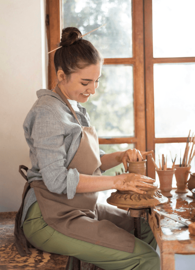 Artisan inspecting product